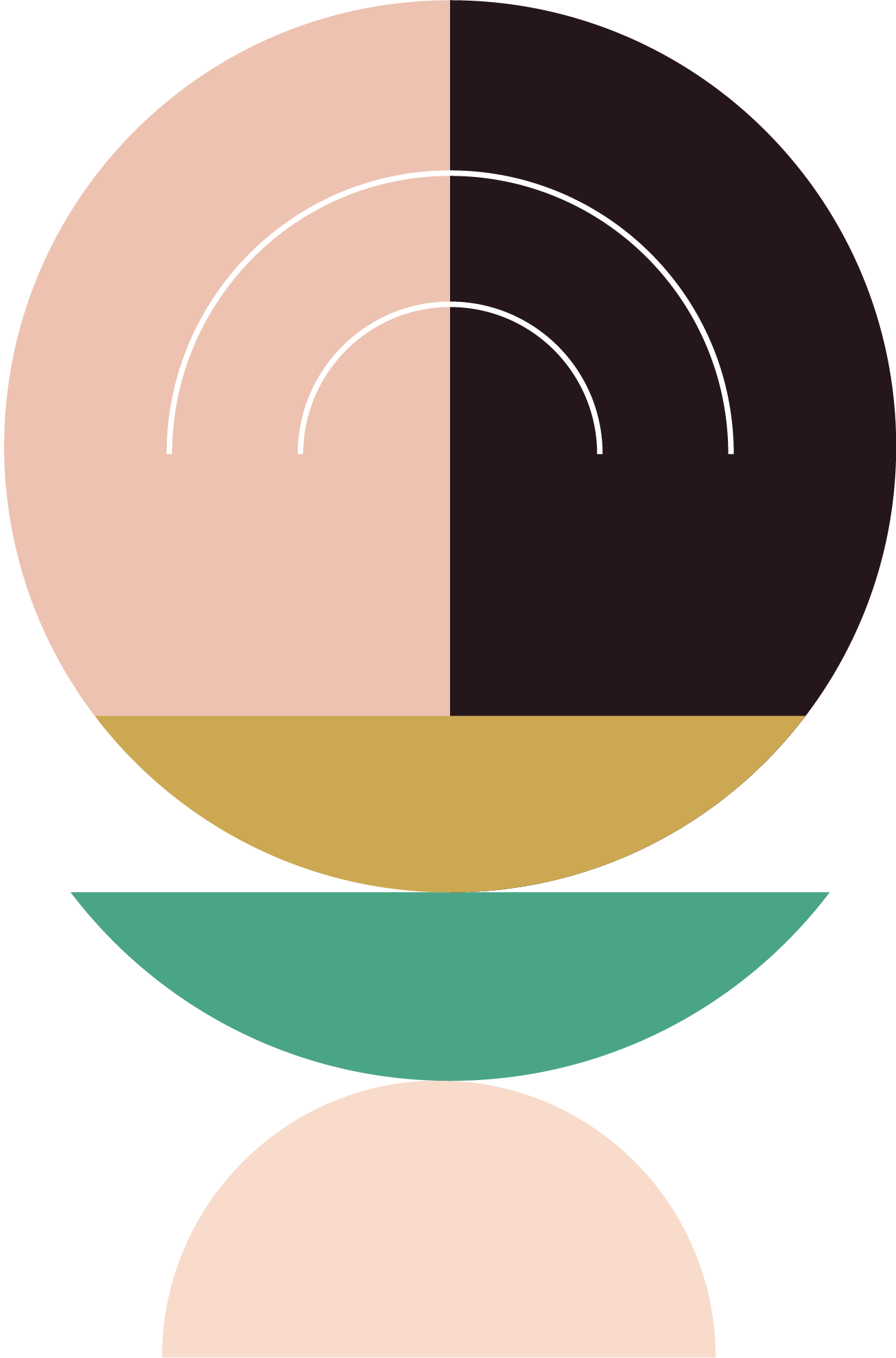 a circle on top of a half circle - unique design