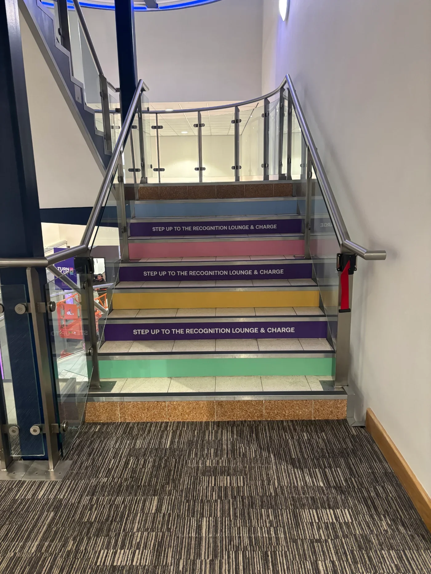 Custom display on stair case for venue in Coventry