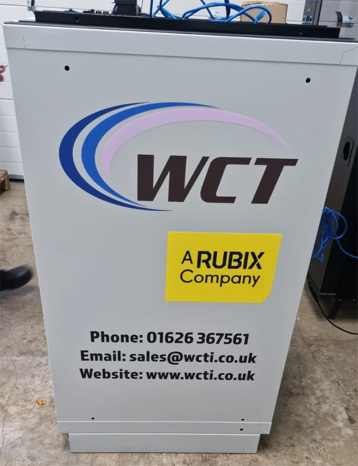 Company branding on work place equipment