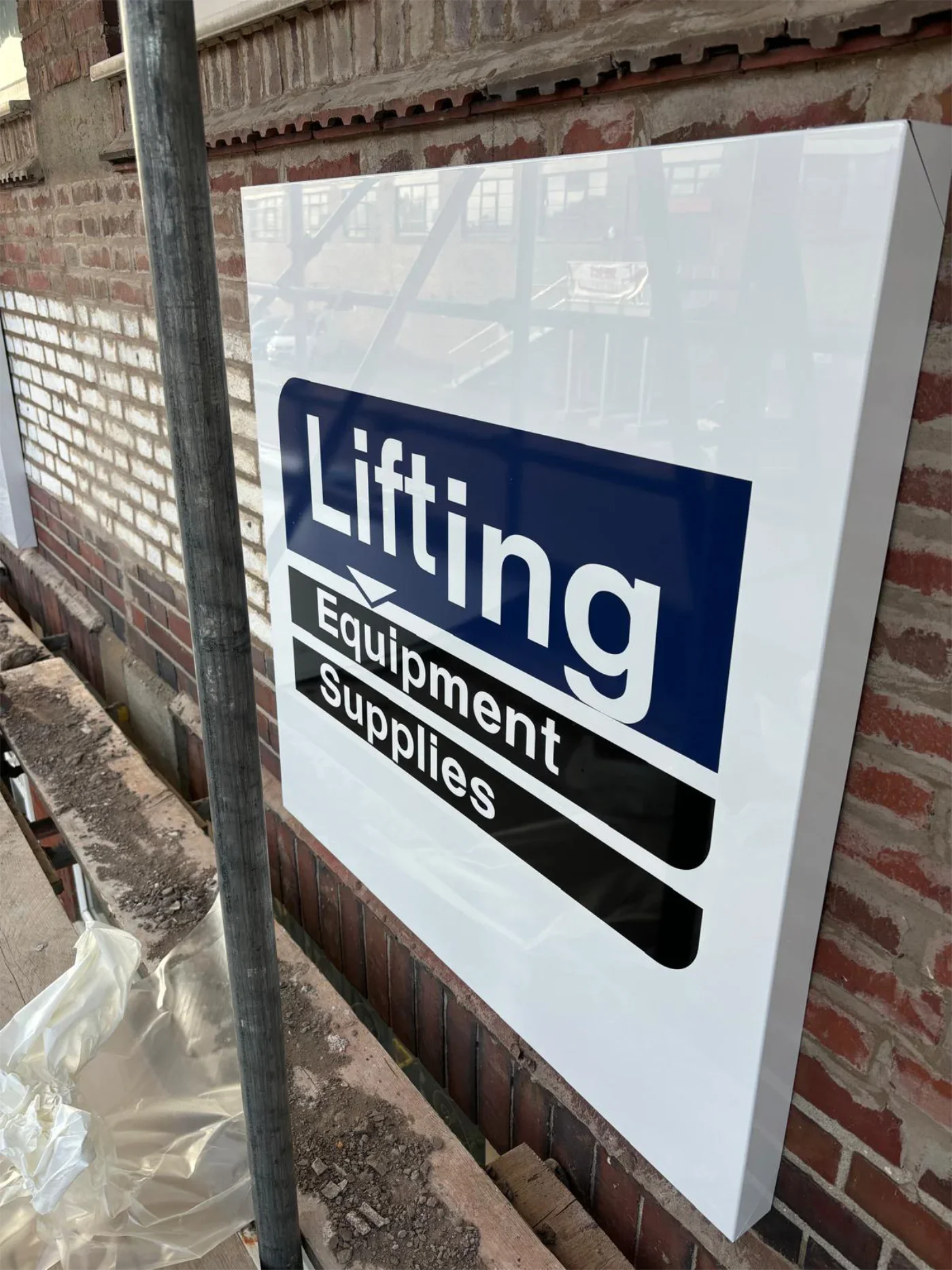 Small white box sign on industrial unit birmingham