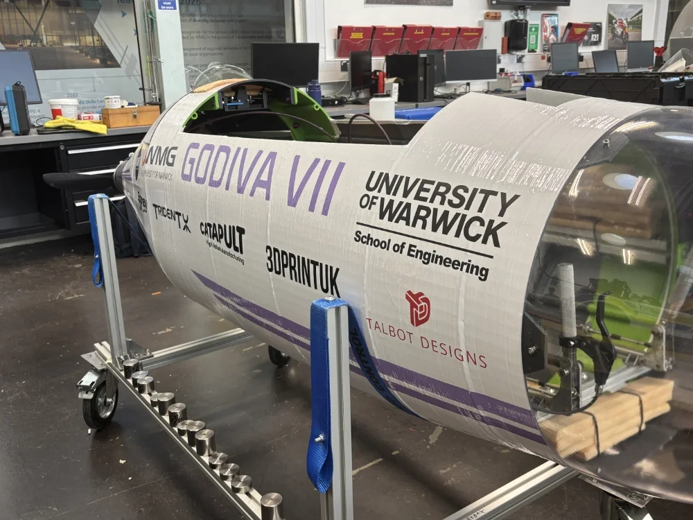 University of Warwick student submarine with custom vinyl wrap and sponsor graphics