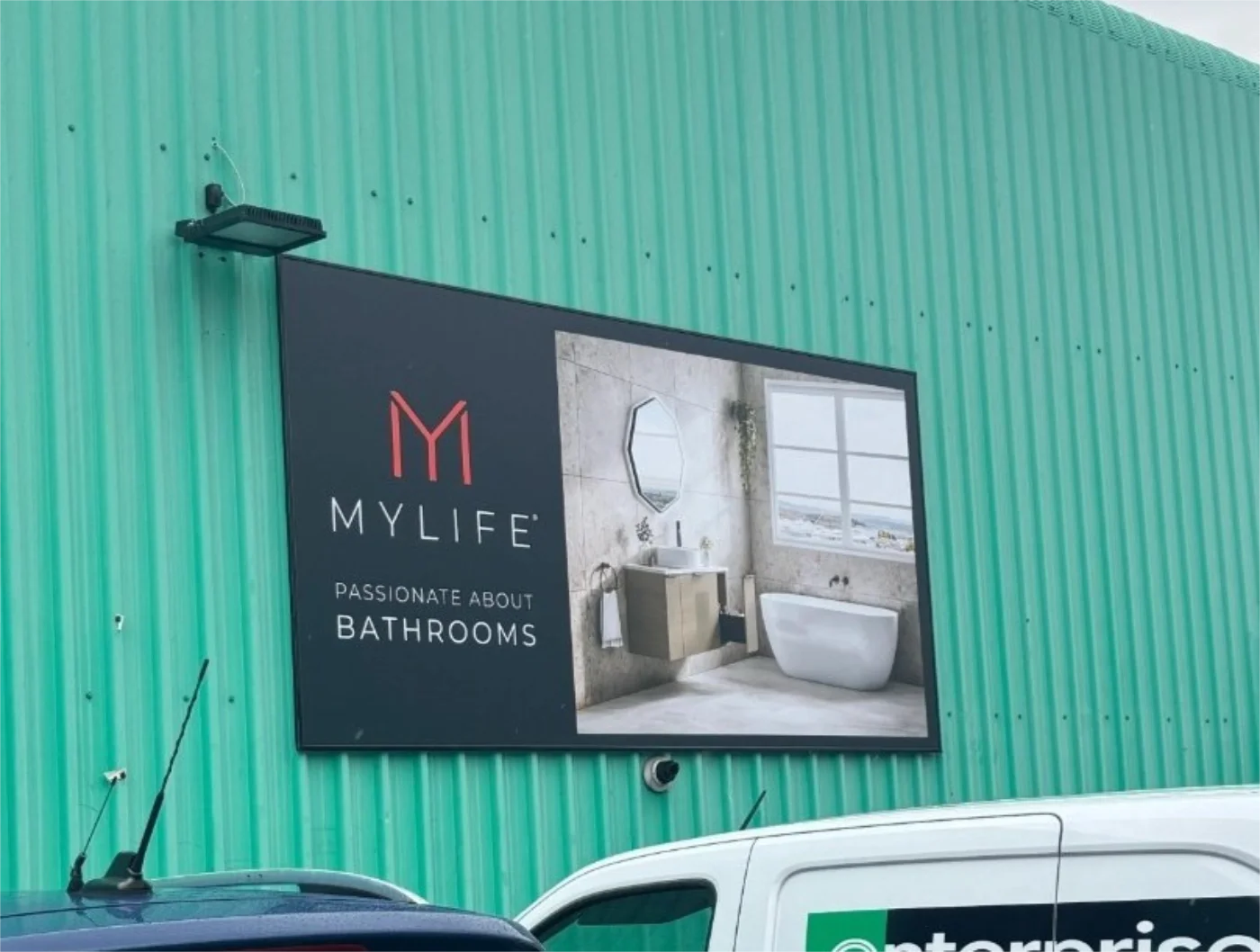 Large building banner professionally installed in Coventry