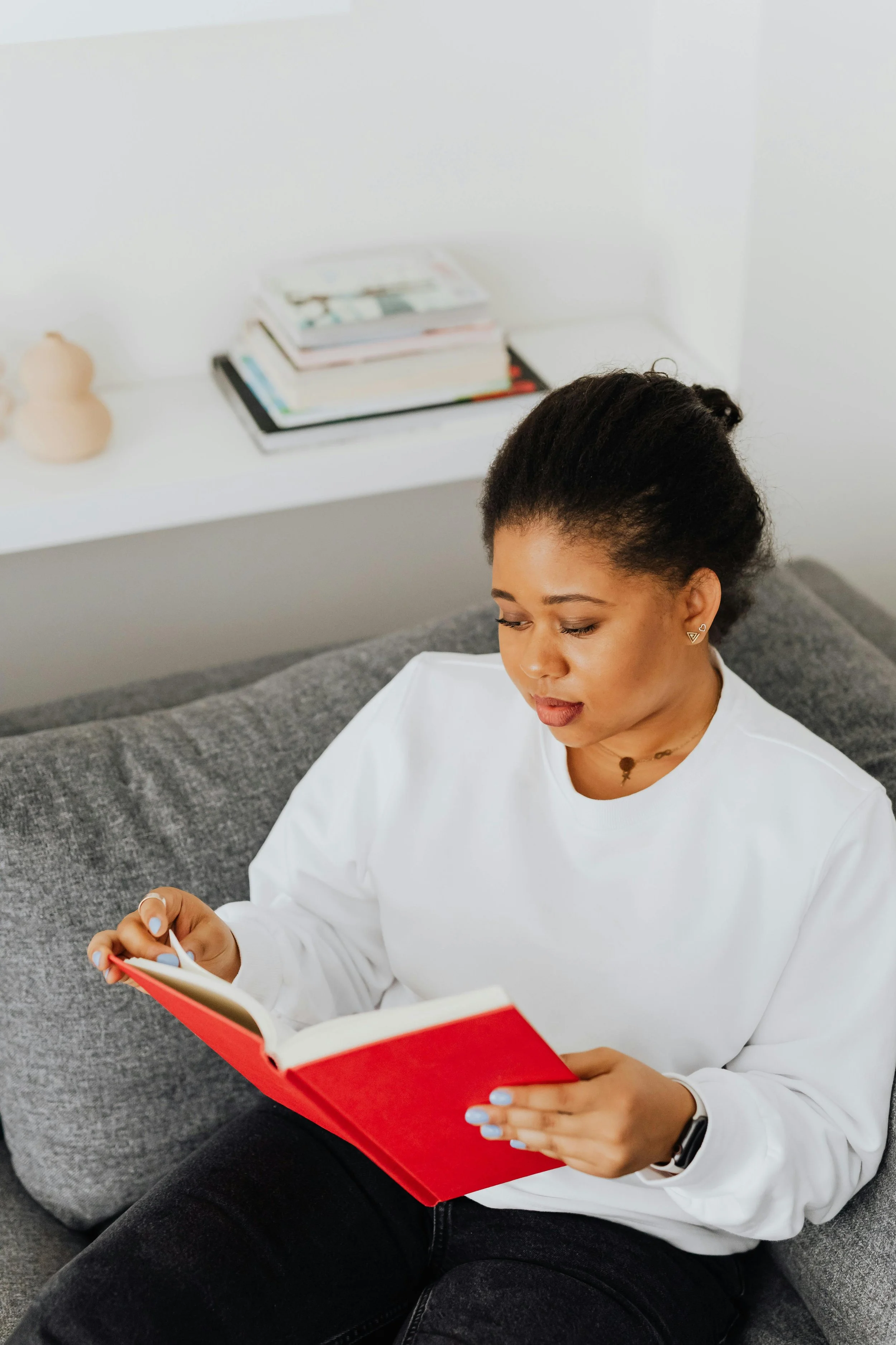 woman reading a book