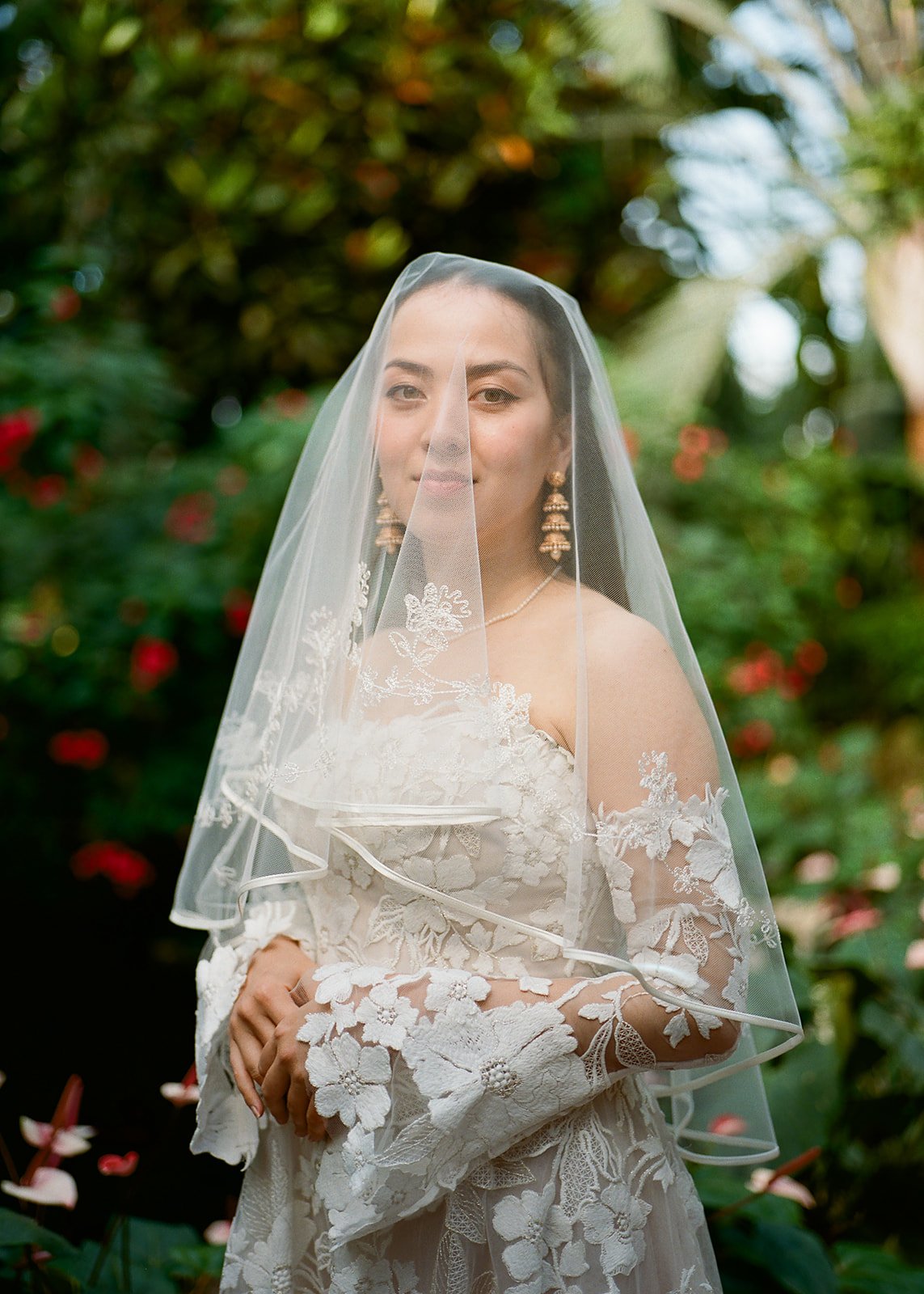 portrait of bride. Bride and Groom get married at Lincoln Park Conservatory and Salvatores. Grace Coudal is a Chicago lesbian photographer specializing in portraits, candid, editorial, documentary, events, + weddings. Analog film wedding photography,