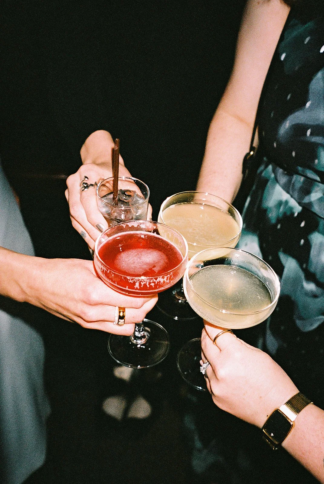 Fun flash photos of lesbian wedding at Dorothy bar. Documentary and candid photos on flash film. Weddings by Grace is a Chicago lesbian queer luxury wedding photographer specializing in portraits, candid, editorial, documentary, + artistic images wit