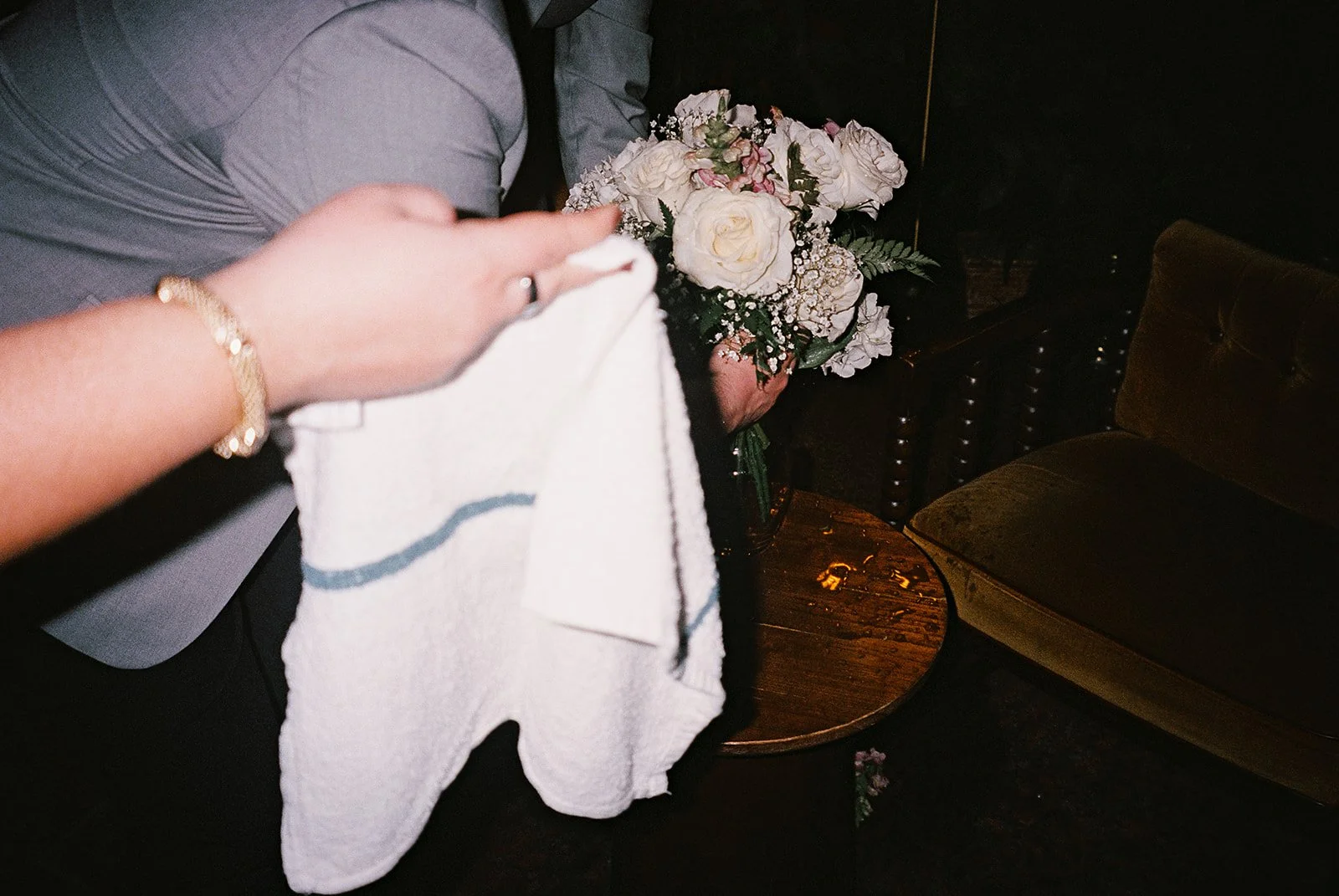 Fun flash photos of lesbian wedding at Dorothy bar. Documentary and candid photos on flash film. Weddings by Grace is a Chicago lesbian queer luxury wedding photographer specializing in portraits, candid, editorial, documentary, + artistic images wit
