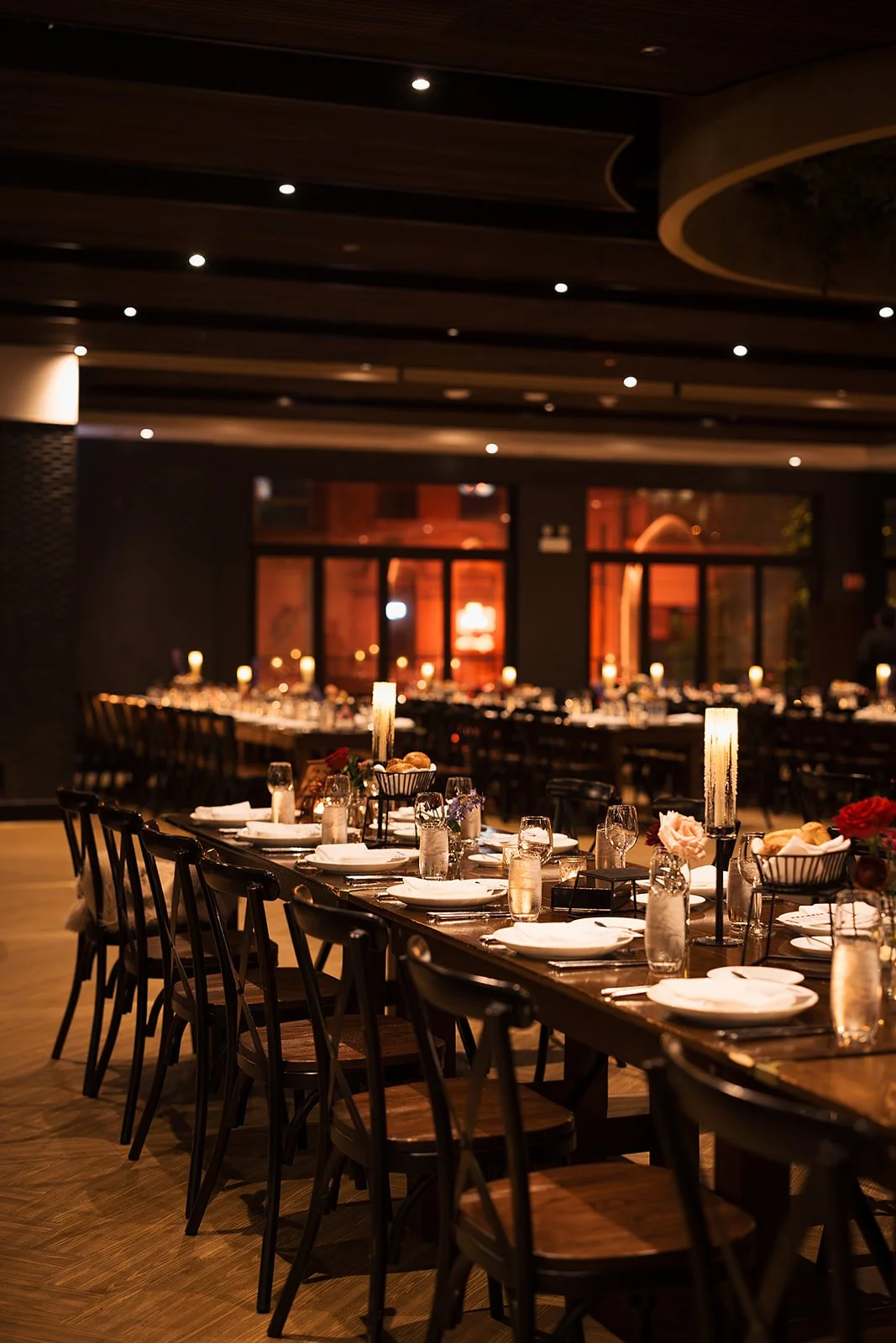 Two grooms get married downtown on Halloween night at chicago winery. Queer, gay, black tie, high-end party and drag show. Documentary and candid photos on flash film. Weddings by Grace is a Chicago lesbian queer luxury wedding photographer specializ