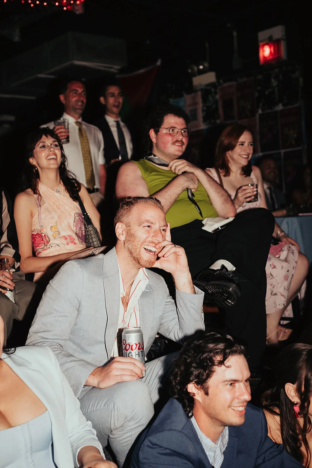 Queer couple gets married in Chicago at the empty bottle with creative, lively wedding focused on community, family, laughter. Documentary and candid photos on analog nostalgic film. Weddings by Grace is a Chicago lesbian queer luxury wedding photogr