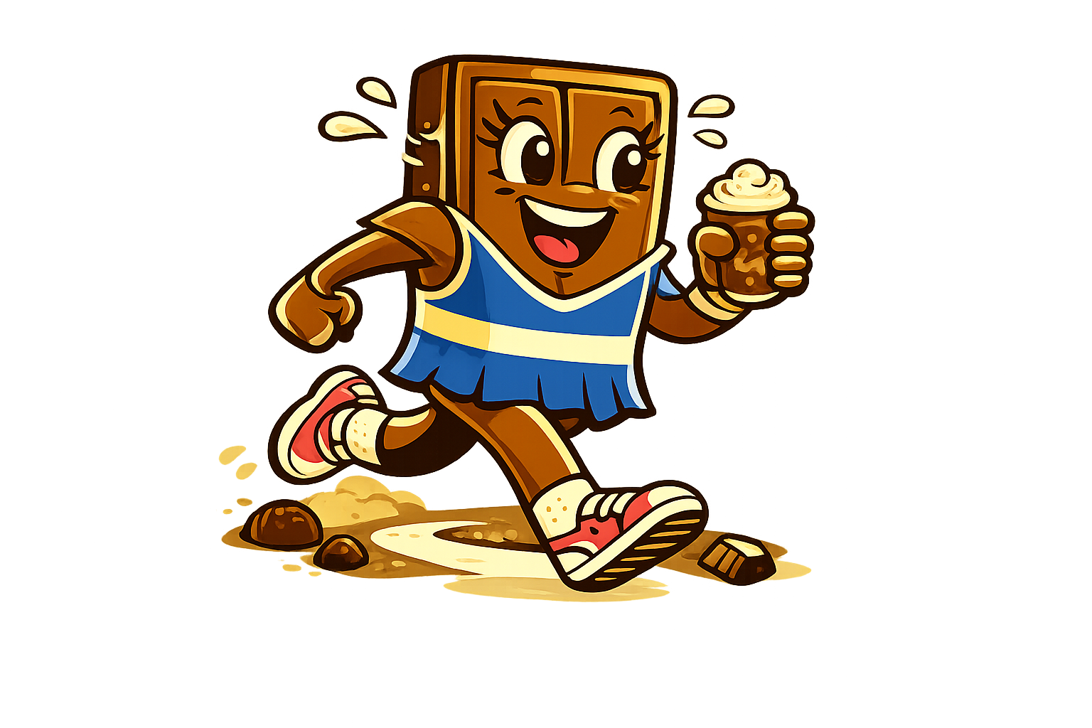 Chocolate bar running a race