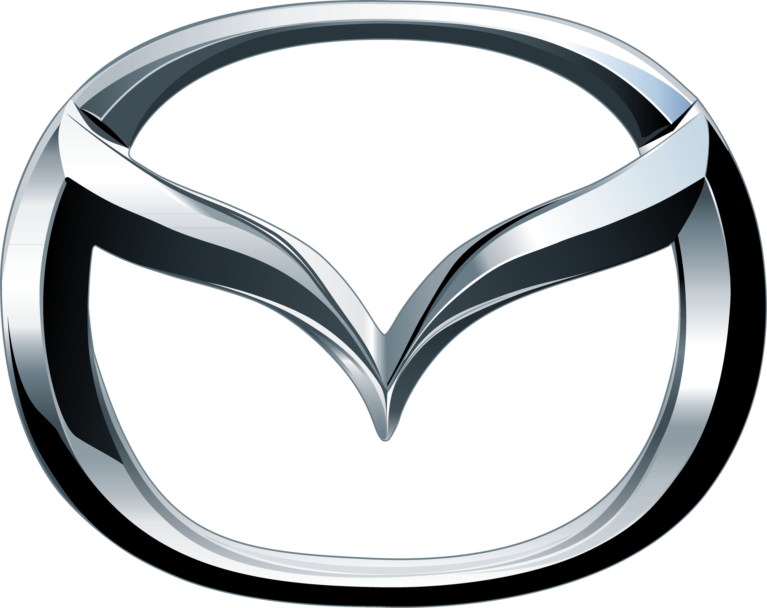 A metallic object with a symmetrical, curved, and reflective surface resembling a stylized heart emblem.