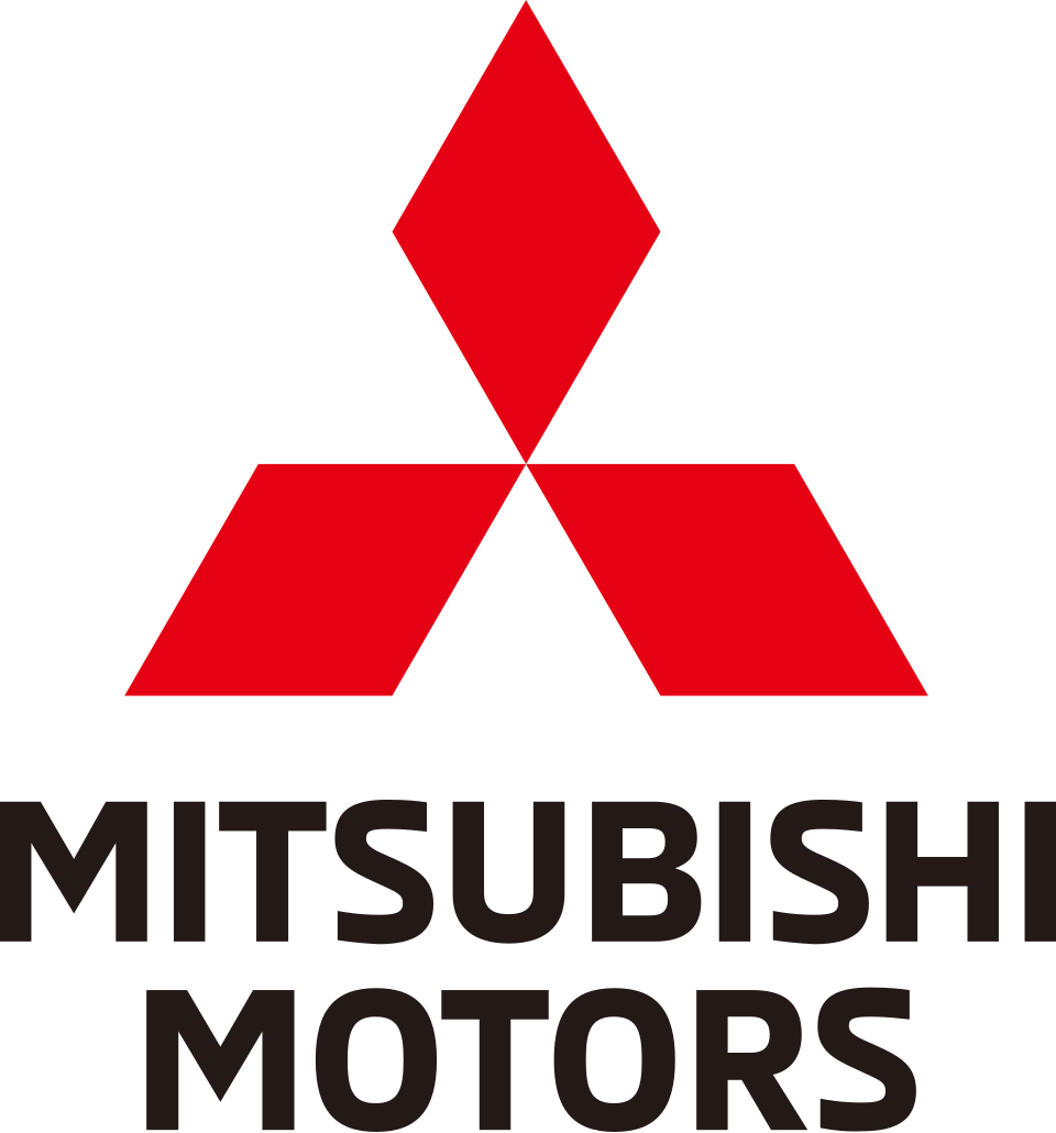 Mitsubishi Motors logo with three red diamond shapes arranged to form a larger diamond, and the words 'Mitsubishi Motors' in black text below.
