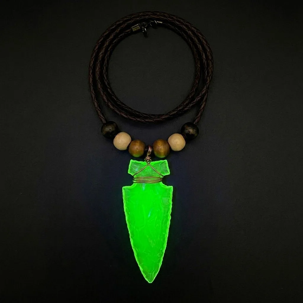 Uranium Glass Arrowhead Necklace