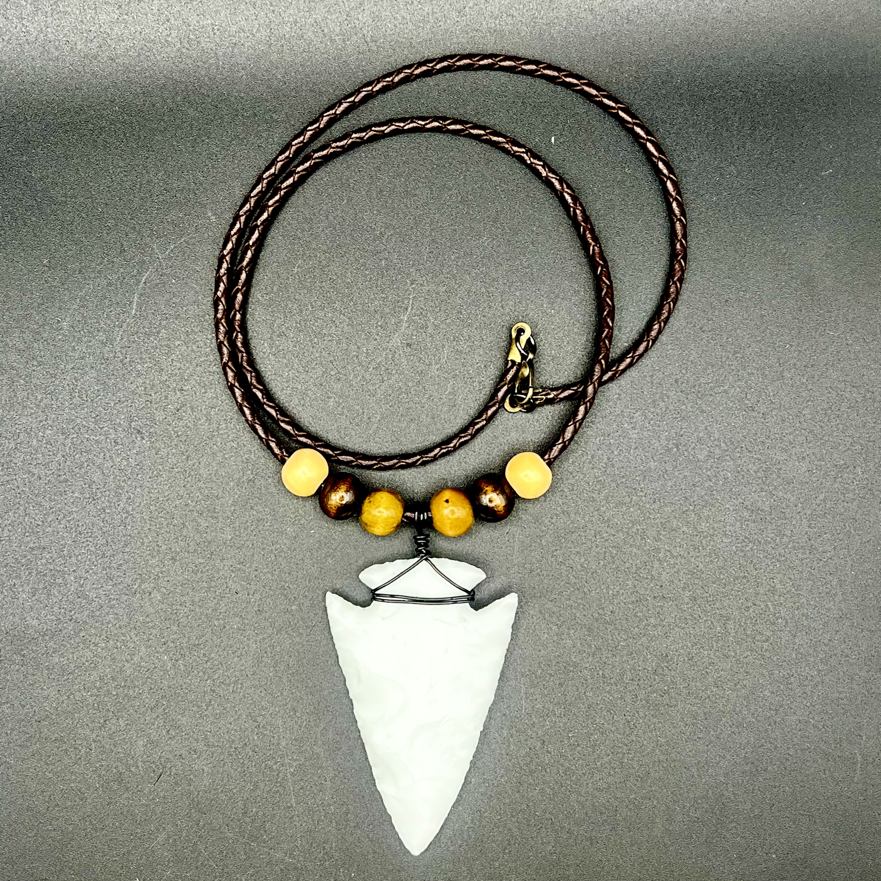 Milk Glass Arrowhead Necklace
