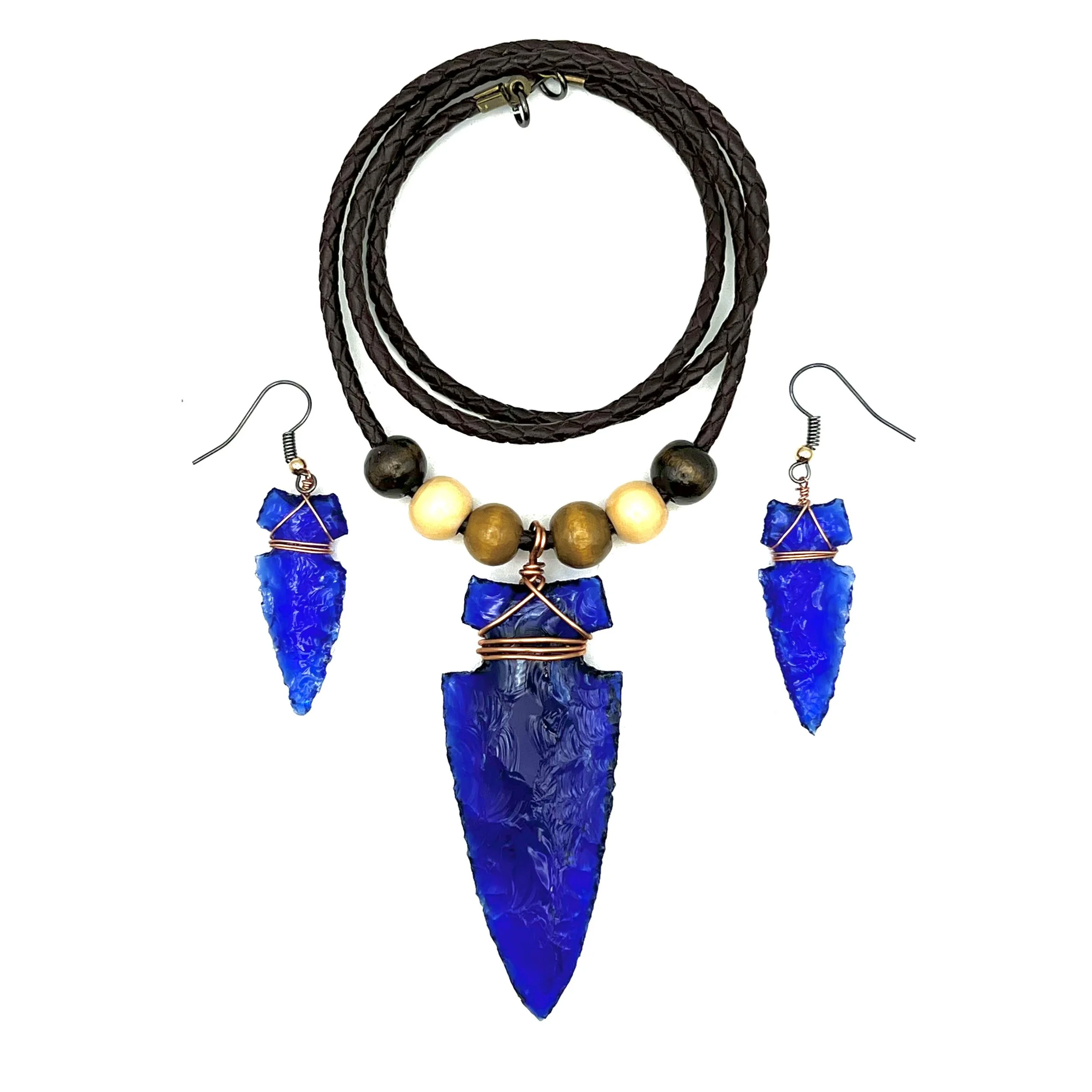 Glass Arrowhead Necklace & Earrings