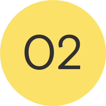 Yellow circle with the number 02 in black text in the center.