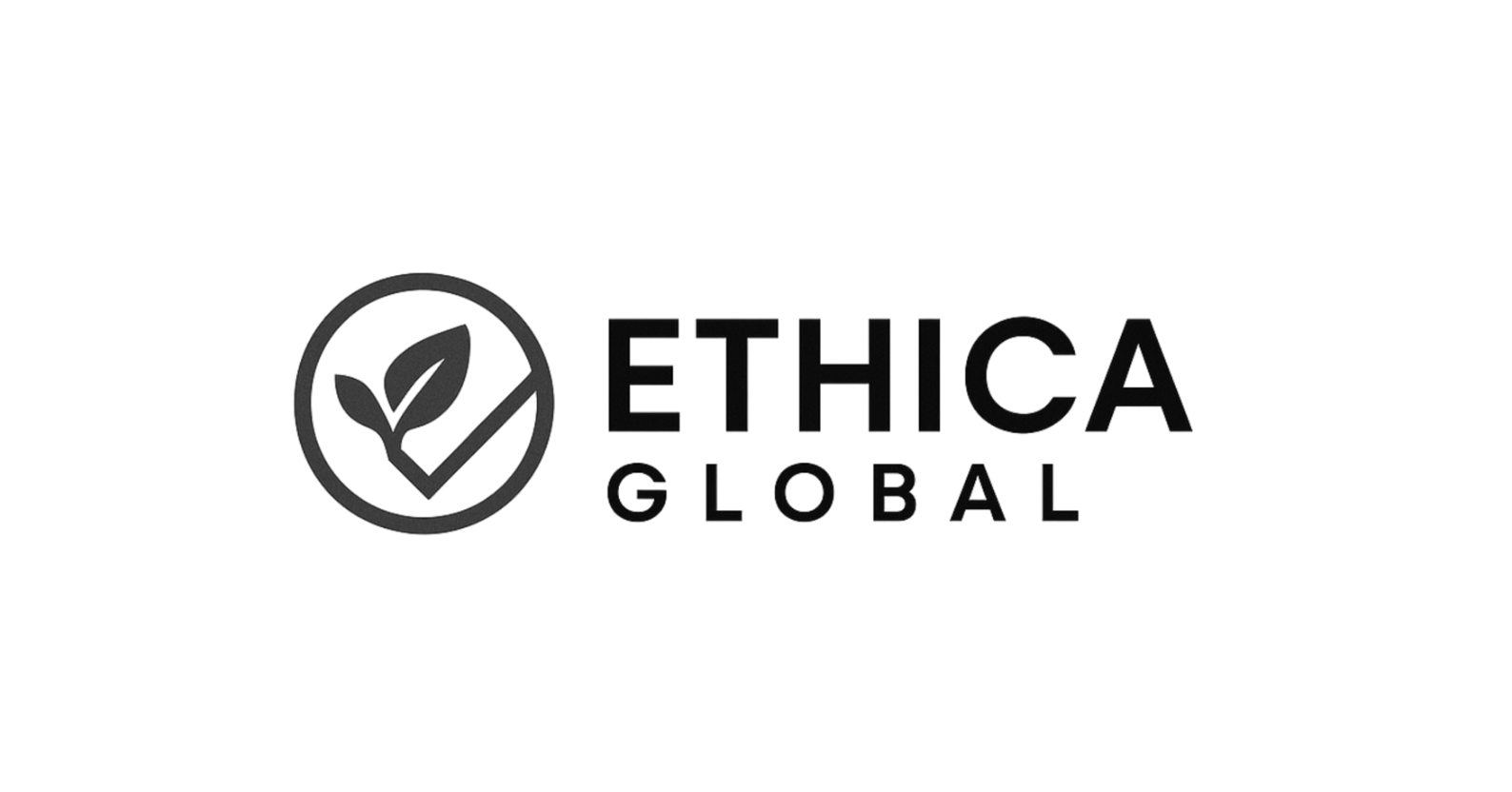 Ethisca Global logo with a leaf inside a checkmark circle