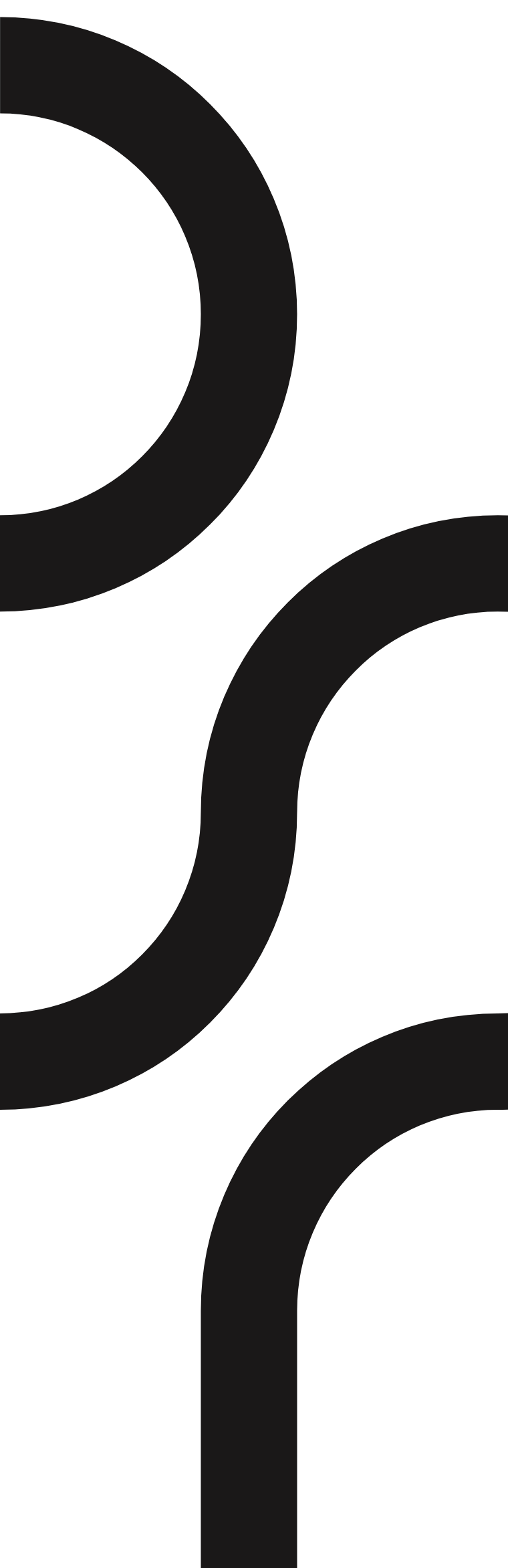 Abstract design featuring black background with curved, thick, dark gray lines forming arches and shapes.
