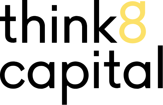 Black text and a yellow number 8 on a white background