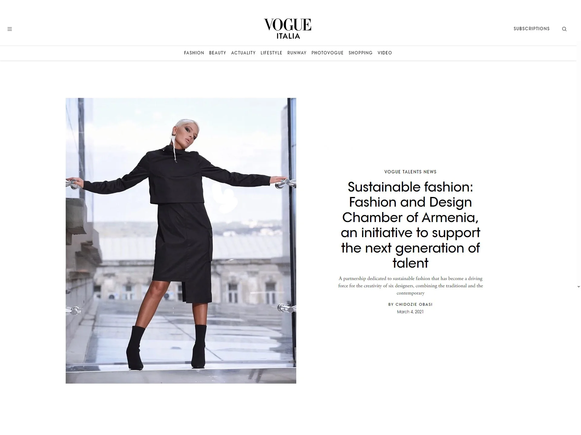 Featured in Vogue Italia's Vogue Talents — a global platform reserved for the most promising voices in contemporary fashion. This is where heritage meets precision, and Armenian craftsmanship earns its place among the world's finest.