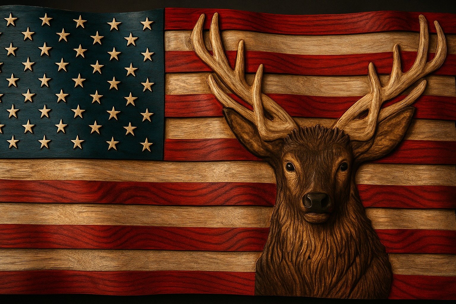 Handcrafted American heritage 🇺🇸
This 3D American Flag features a powerful deer/stag, precision-carved from solid white oak and finished with Rubio Monocoat to bring out the depth, grain, and contrast. A bold blend of patriotism and the outdoors &m
