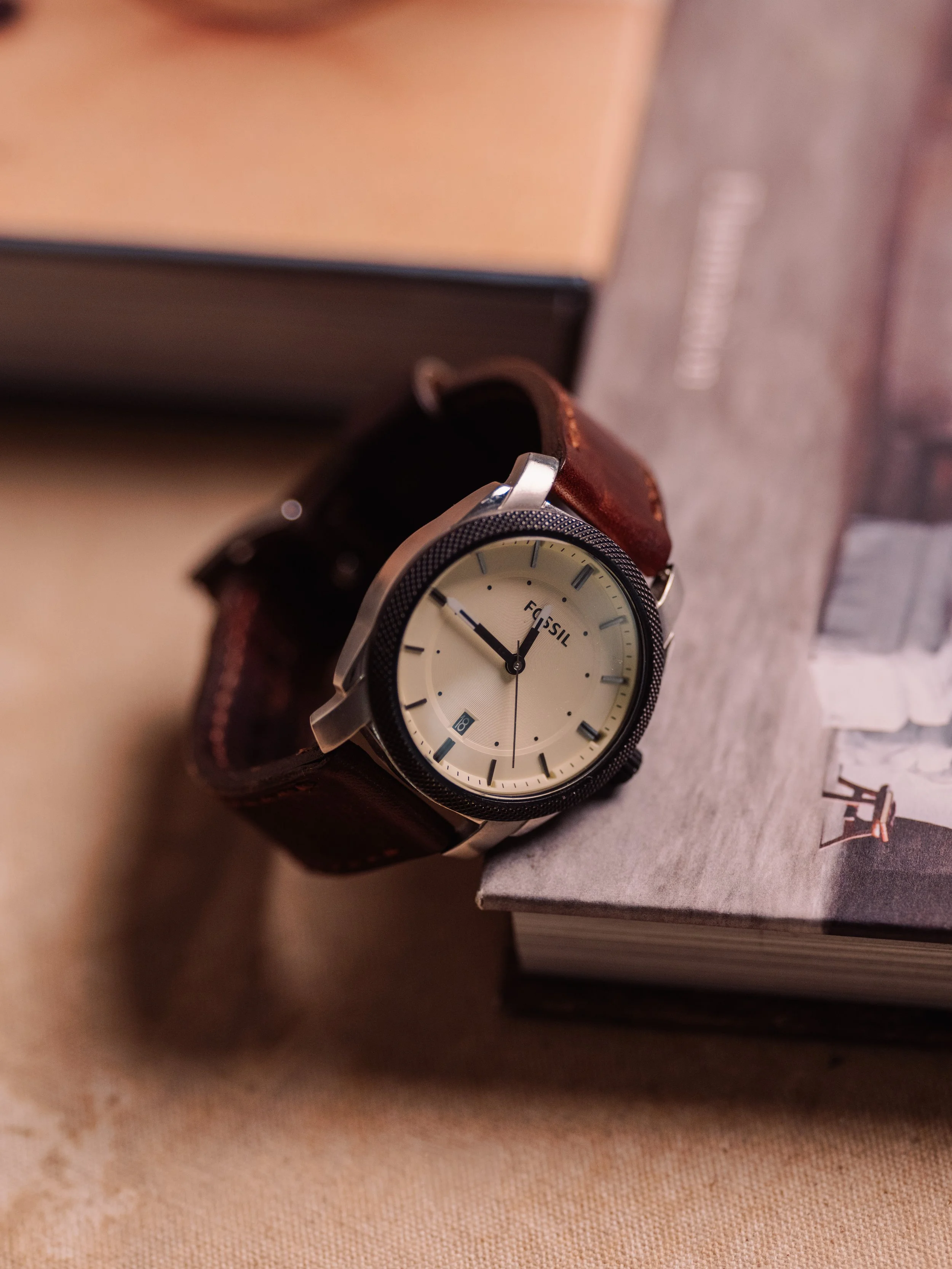 Macro product photography for Fossil watches, shot on a medium format camera by a brand photographer