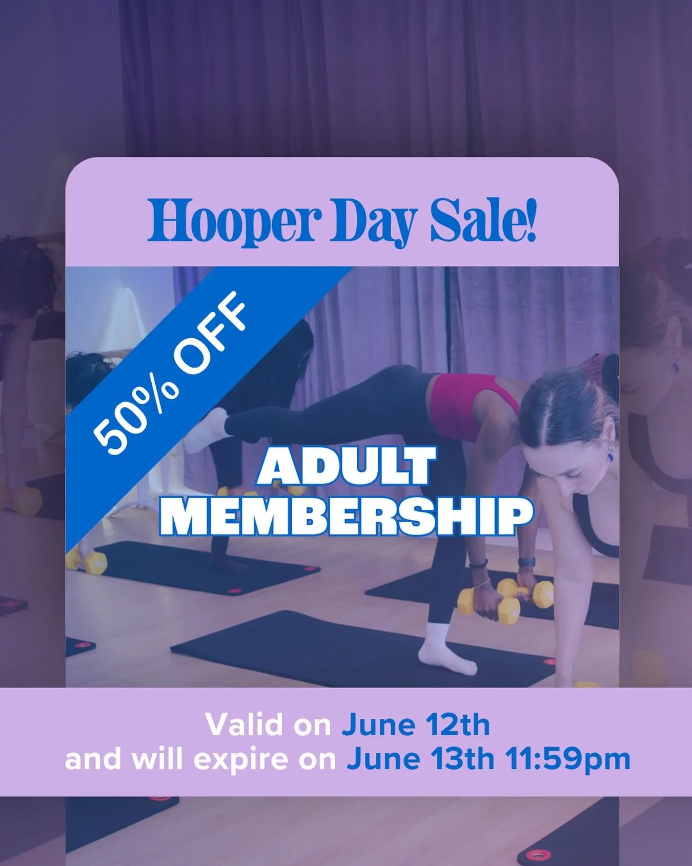 Tomorrows the day 🪩

We have a very special offer ONLY available for ONE DAY!

Our unlimited adult membership will be 50% off leading to $89.50 for your first month! This offer will be valid on June 12th and will expire on June 13th 11:59pm&hellip; 