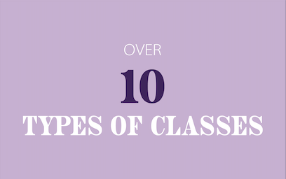 Graphic highlighting that ESTIA House of Movement offers more than 10 types of dance, fitness, and movement classes.