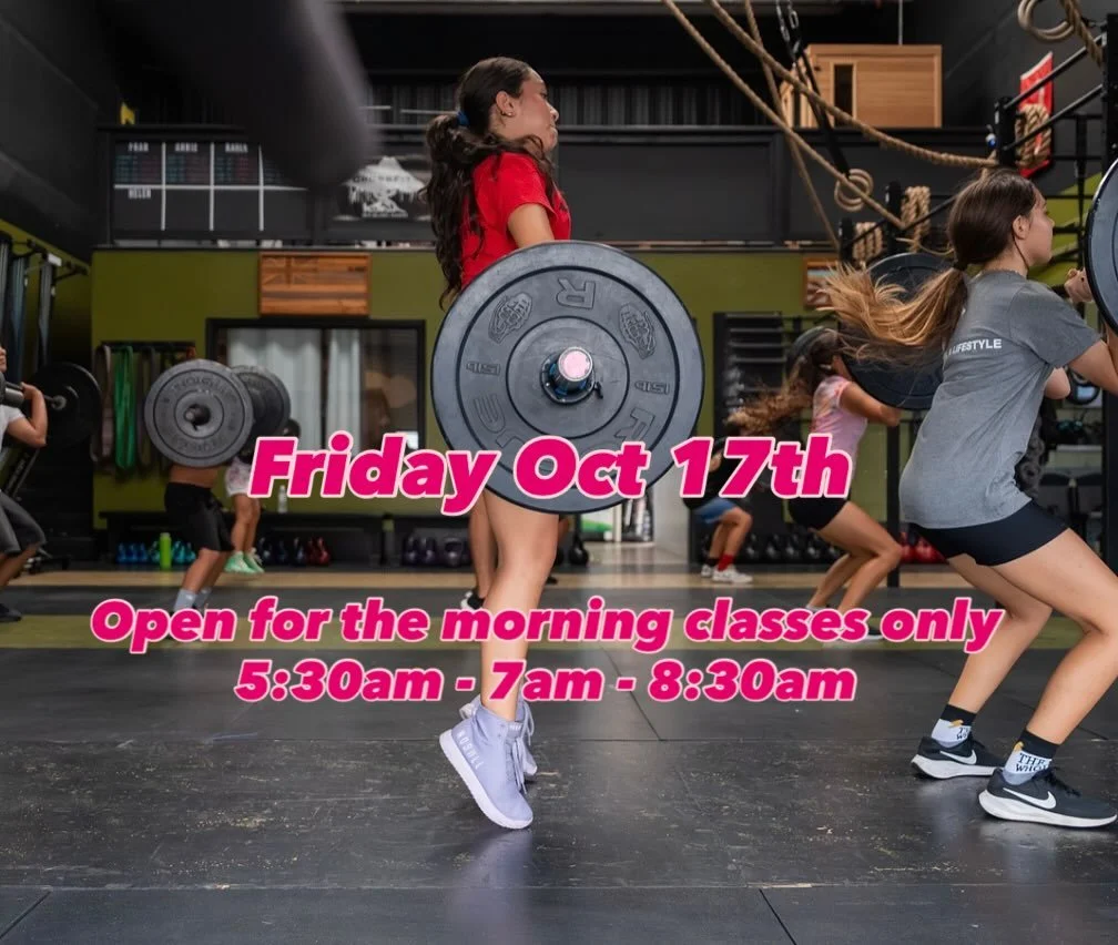 Friday Oct 17th - we are open for the morning classes only at 5:30am -7am - 8:30am - there are NO evening or kids classes. We are getting ready for our @girlsgonerx competition, happening Saturday morning!! #crossfitkona #crossfitisforeveryone #notag