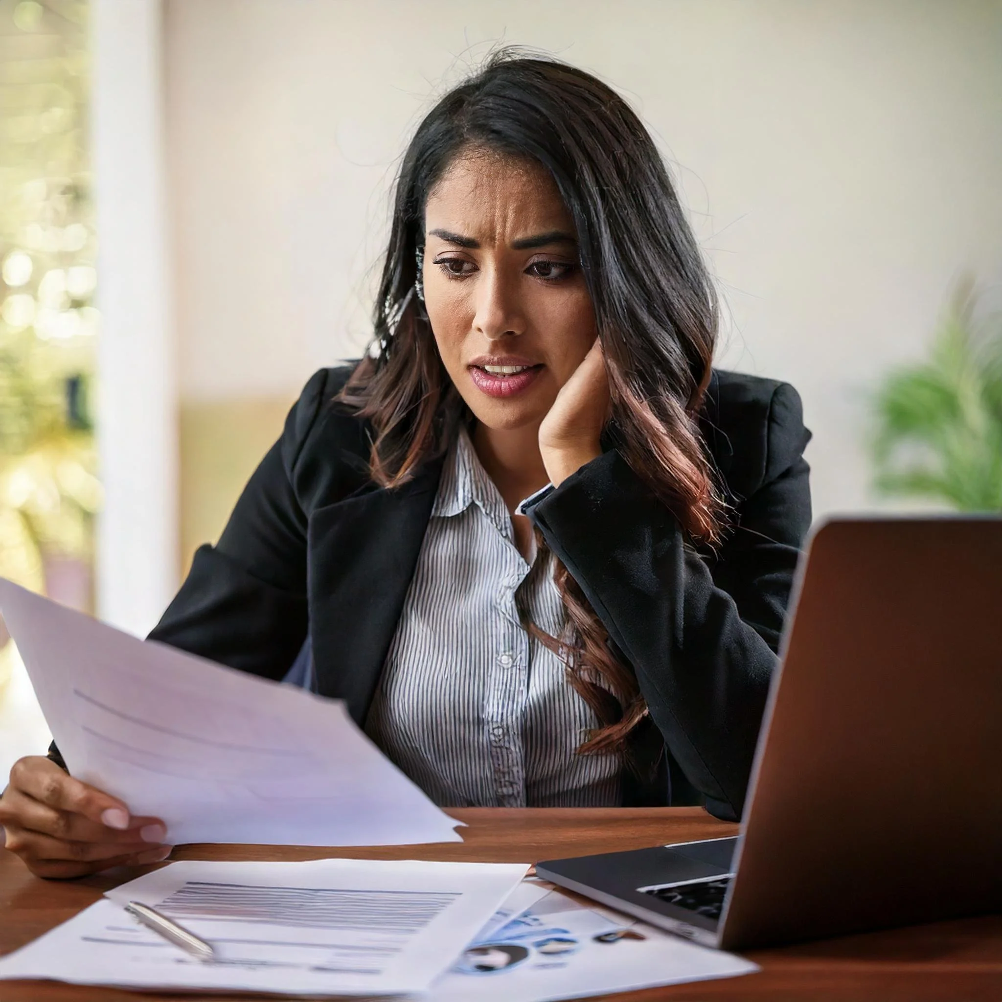 Woman reading a contract