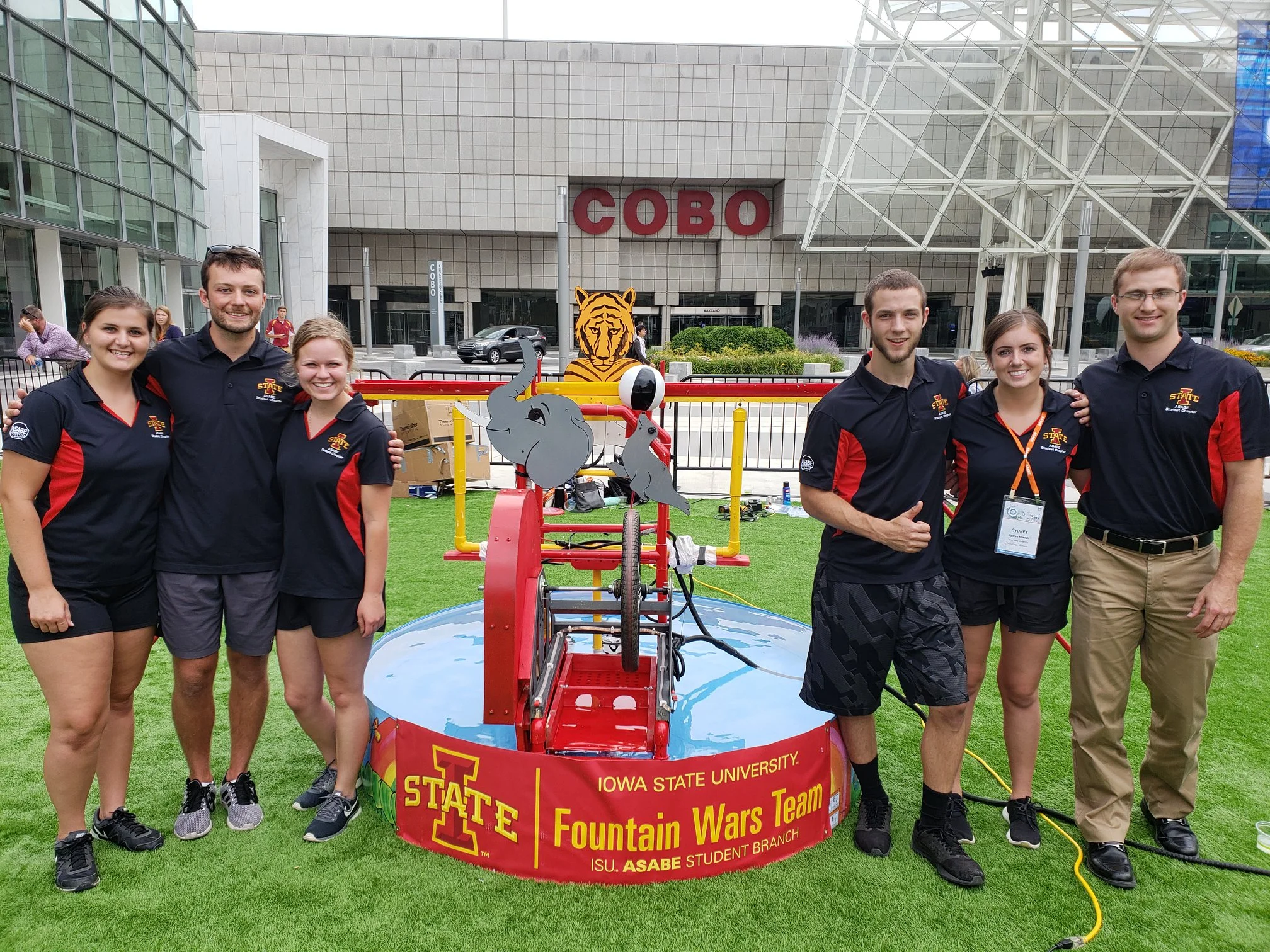 Iowa State University Fountain War Team members with the winning fountain at the ASABE Annual Meeting in Detroit, MI. Congratulations Kaesey!