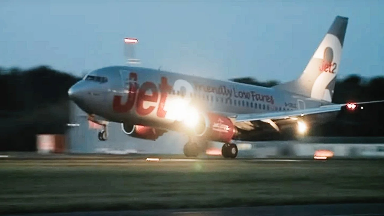 Jet2 plane taking off in shot from Hero at 30000 feet with Derren Brown