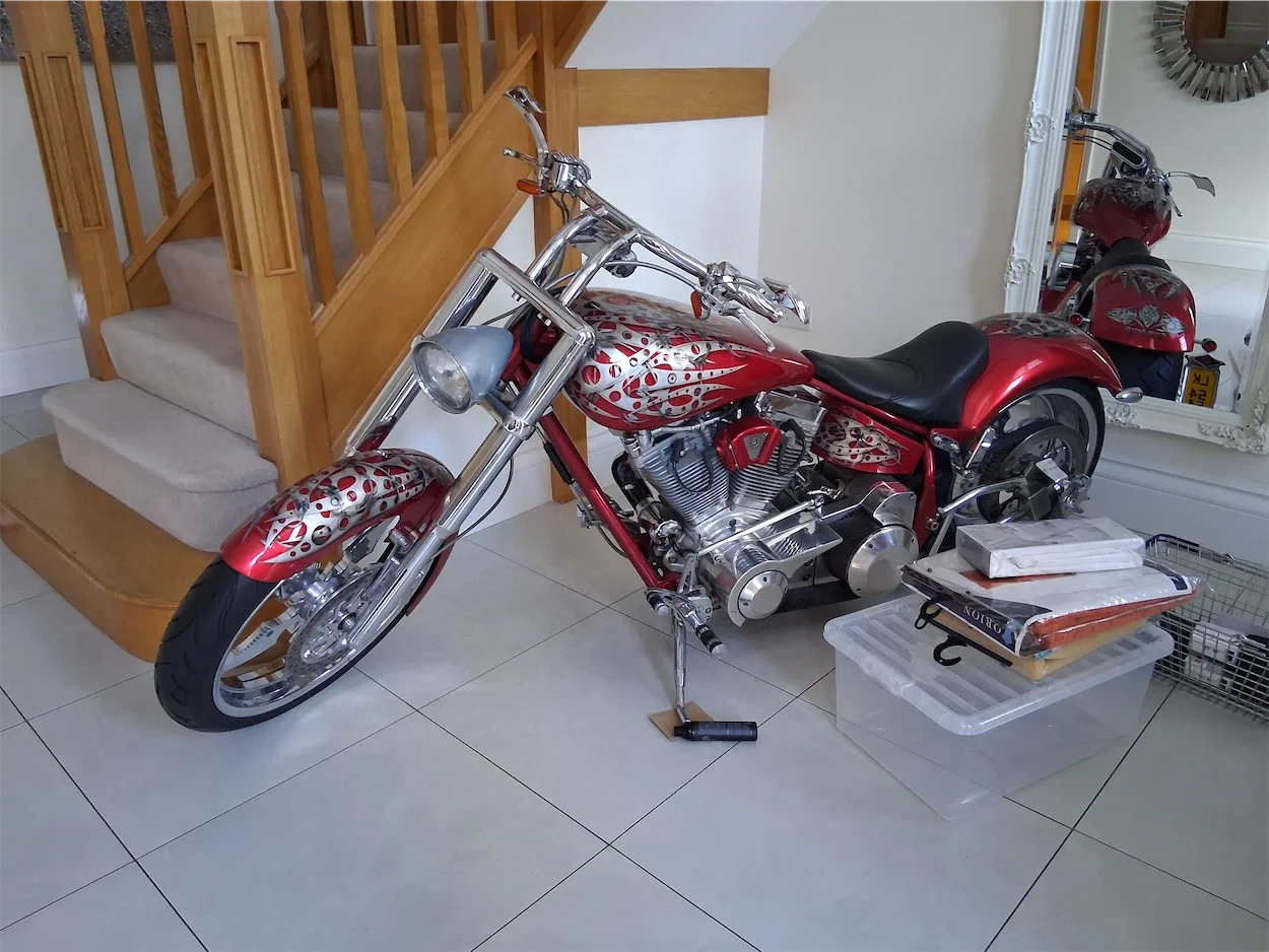 Motorbike as seen on the set of Lucky Egg Games video shoot.