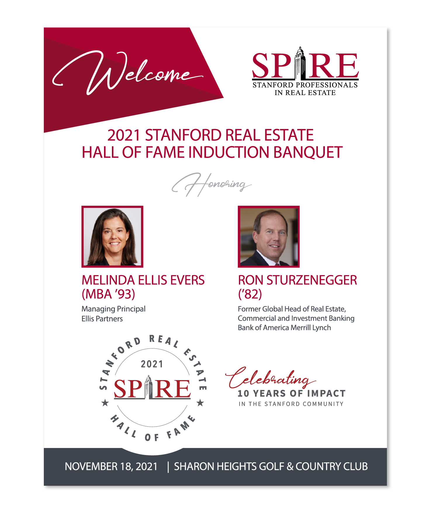 SPIRE Hall of Fame 2021 Welcome Sign