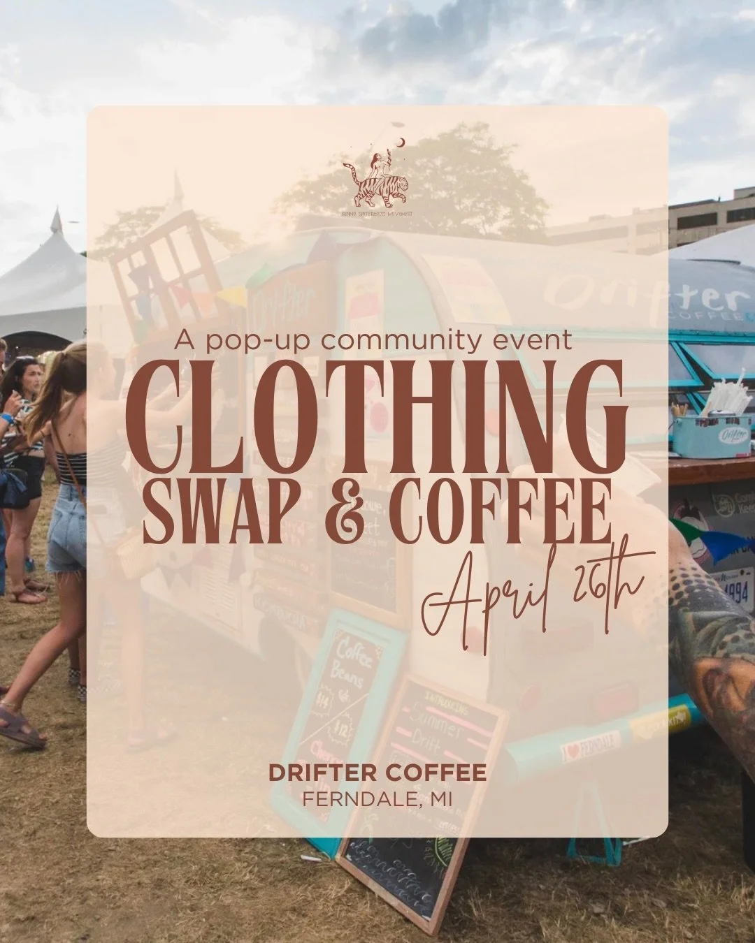 NEW EVENT ALERT!! Sunday, April 26th &mdash; 11AM&ndash;12PM

Join us for a cozy Sunday morning of community, connection, and a fresh wardrobe refresh. We&rsquo;re teaming up with Drifter Coffee for a pop-up clothing swap &amp; meet-up. Here&rsquo;s 
