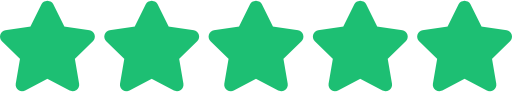 Five green stars in a row