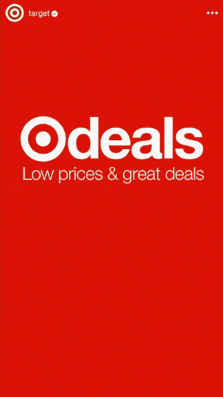 Target advertisement for deals with the Target logo and the text 'Low prices & great deals' on a red background.