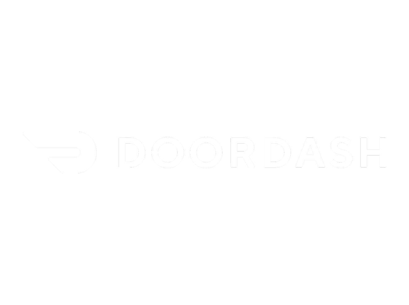 Black background with a white Doordash logo and text.