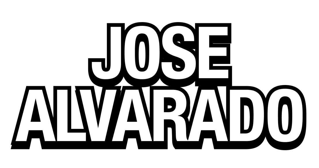 Text reading 'JOSE ALVARADO' in large white letters on a black background.