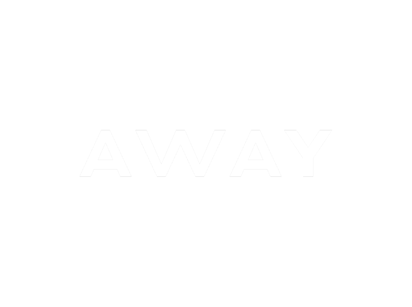 Signboard with the word 'AWAY' in bold black letters on a white background.
