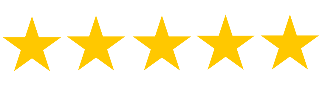 Five gold stars in a row on a black background.