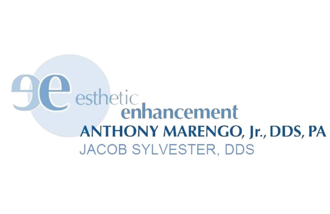 Faded logo design with partially visible text including words like 'esthetic', 'enhance', and 'Anthony Marengo'.