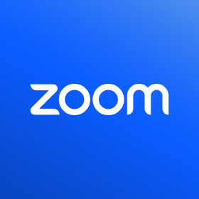 Zoom logo on a blue background