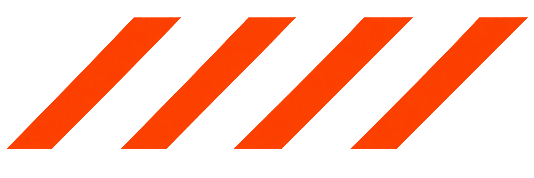 A stylized, three-dimensional orange and red logo with curved and slanted lines.