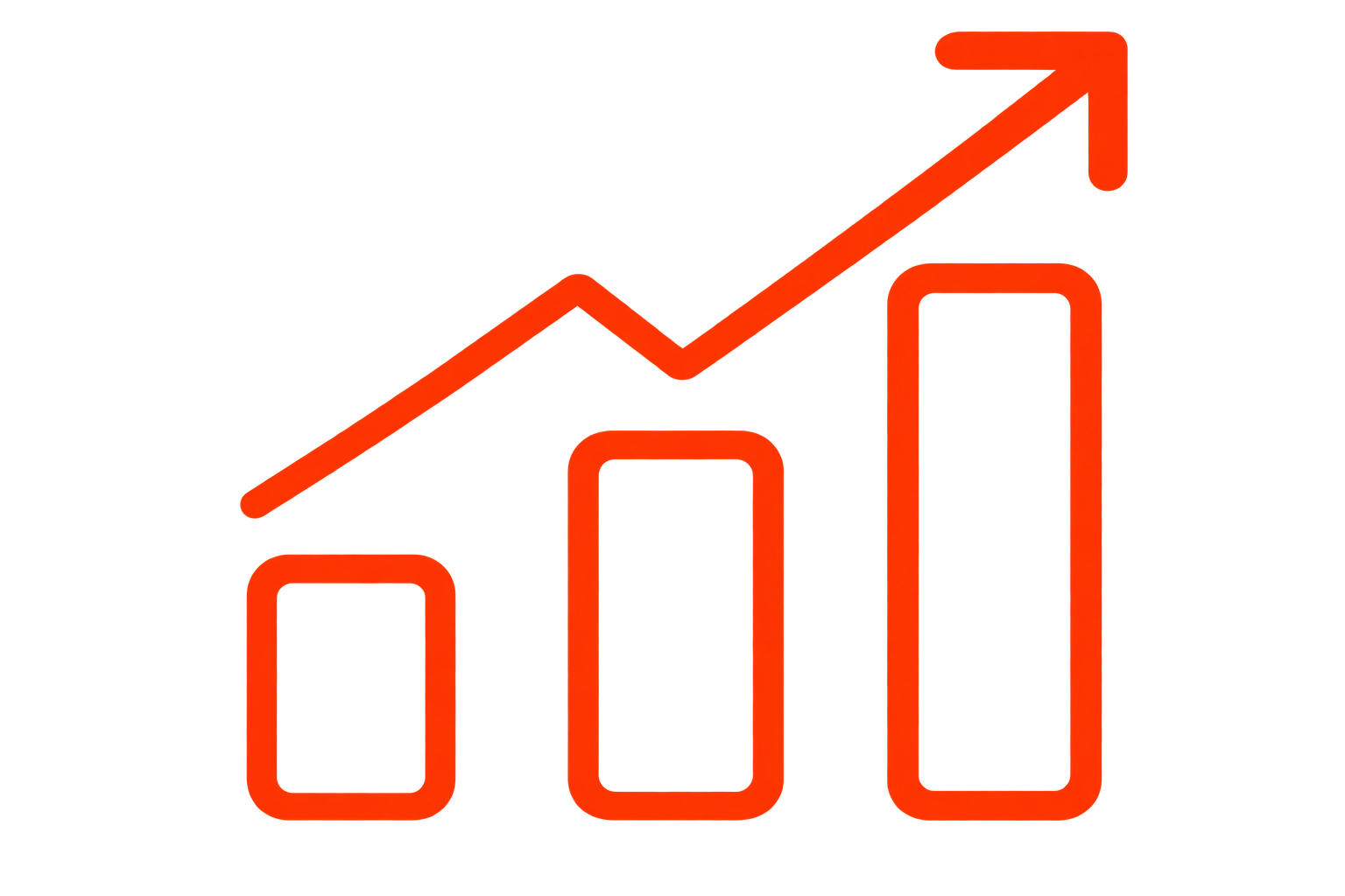 A red, upward trending arrow with the word 'GOAL' written inside it, symbolizing progress or achievement.