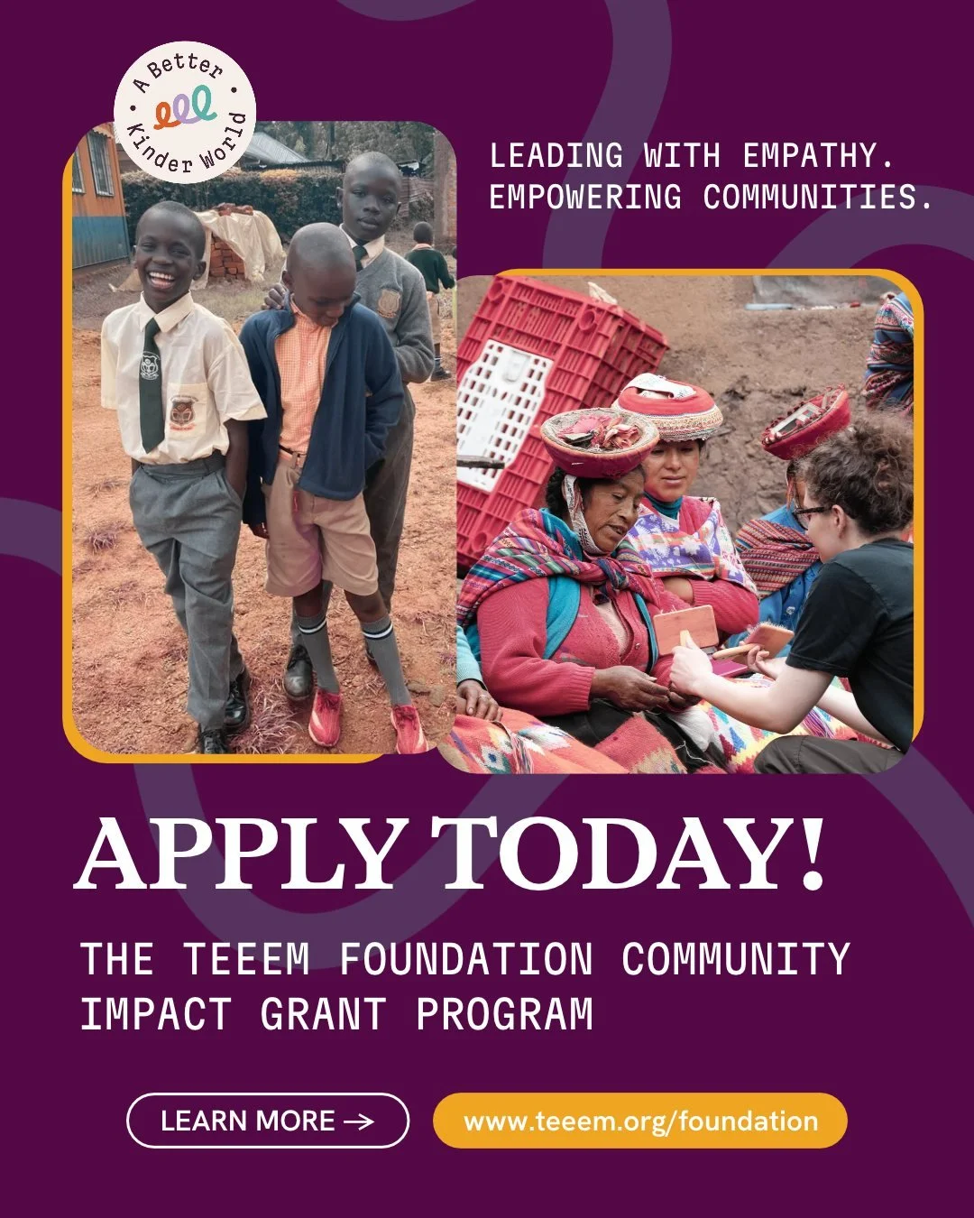 📢 Reminder: Applications are now open for the TEEEM Foundation Community Impact Grant Program!

TEEEM Foundation is offering grants ranging from $5,000 to $30,000 to nonprofit and charitable organizations creating sustainable, community-driven impac