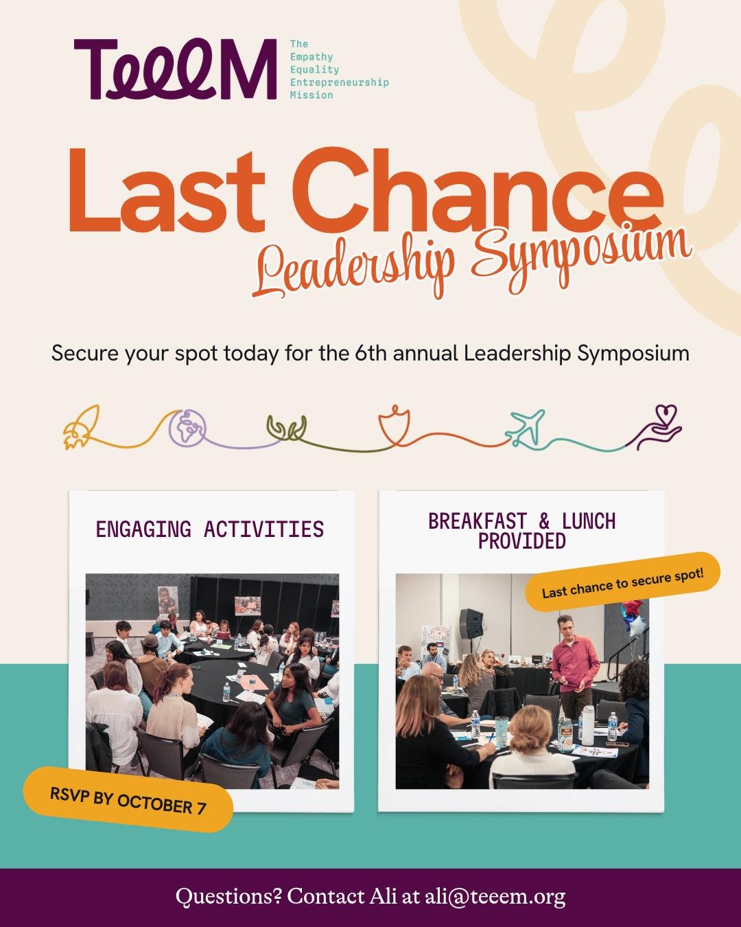 Time is running out to secure your spot at TEEEM&rsquo;s 6th Annual Leadership Symposium!

Join us for a day of leadership, connection, and collaboration as we bring together TEEEM students, advisors, schools, and partners to celebrate the power of s