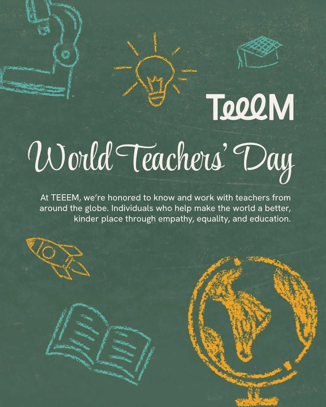 Today, we celebrate the teachers who inspire curiosity, encourage compassion, and empower young people to recognize their ability to make a difference. 💛🌍

Across our TEEEM community and around the world, educators play an essential role in helping