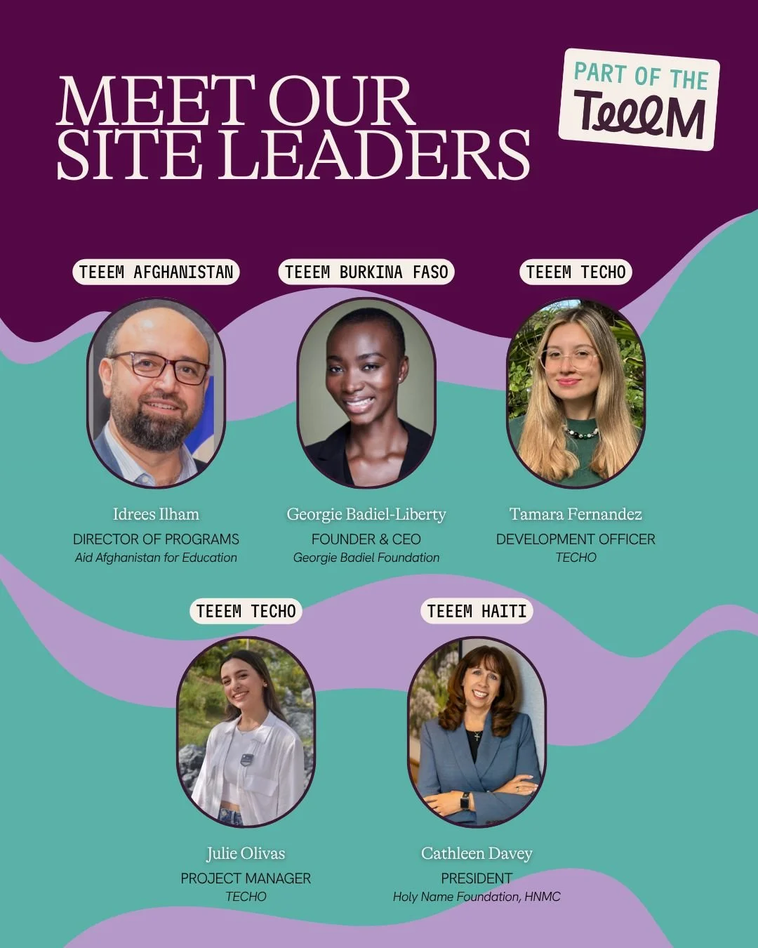 Meet our site leaders for this year&rsquo;s TEEEM Leadership Symposium! 🌍

We&rsquo;re excited to welcome an incredible group of leaders representing our nonprofit partners from around the world to TEEEM&rsquo;s 6th Annual Leadership Symposium.

The