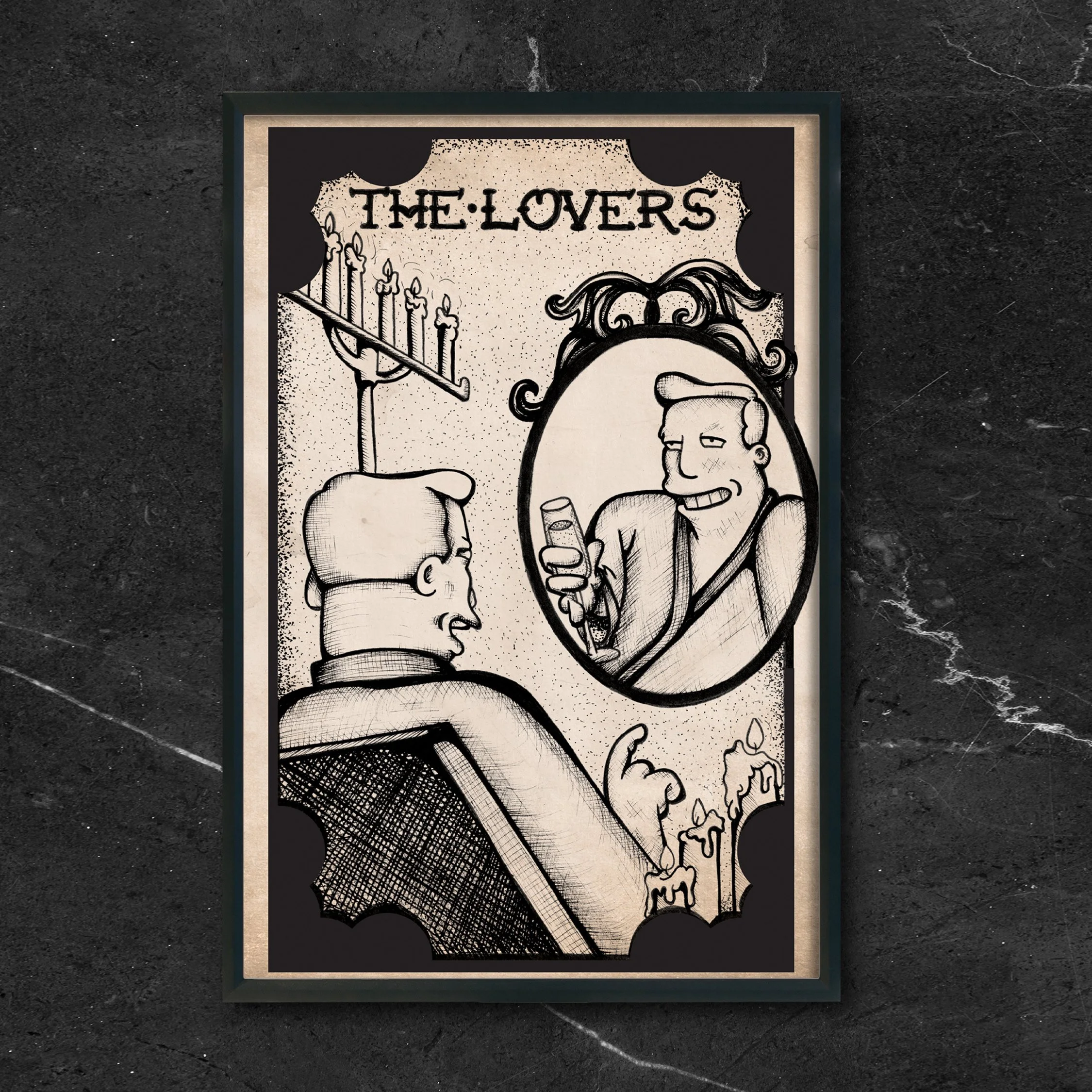 Futurama Tarot: The Lovers, Zapp Brannigan (Framed Print)