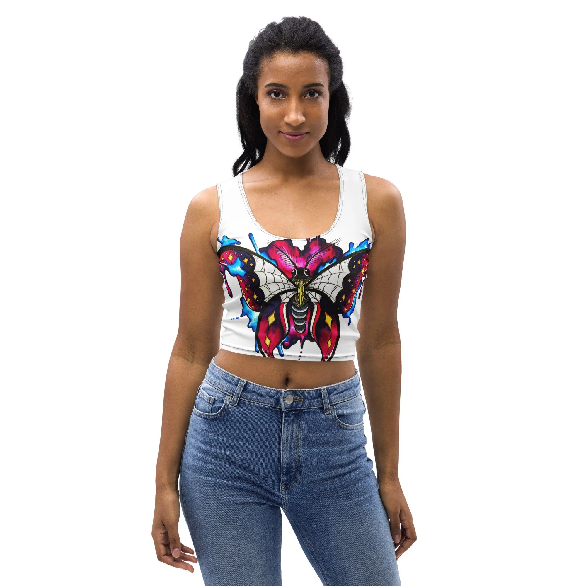 Drippy Cosmic Moth Crop Top Tank